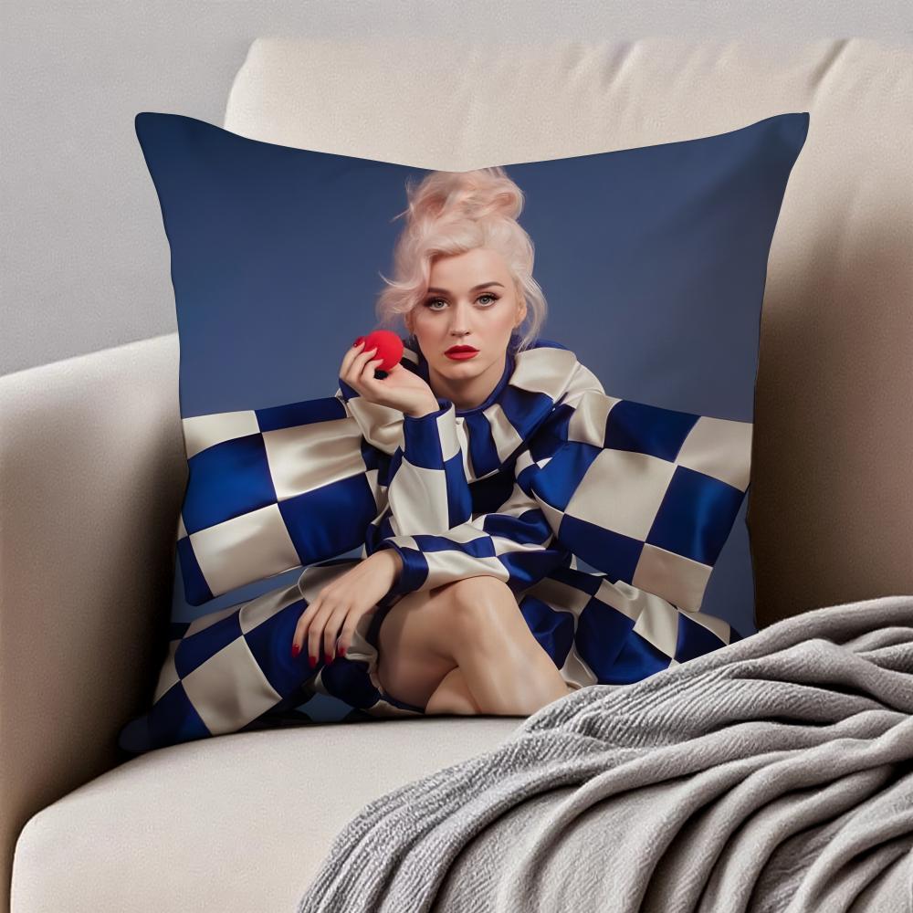 Colorful Popsavvy Singer KKaty Perry Cushion Cover Pillowcase Antidustmite Invisible Zipper Short Plush Sofa Cushion
