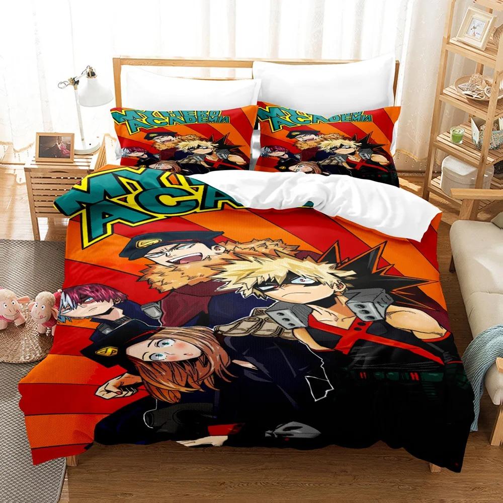 Новый комплект постельного белья My Hero Academia, мягкое постельное белье с японским аниме, односпальное, двуспальное, двуспальное, двуспальное, полноразмерное, пододеяльник, постельное белье для мальчиков-подростков