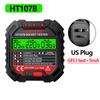 HT106 HT107 Socket Tester Pro Voltage Test Digital Outlet Socket Detect US/UK/EU Plug Ground Zero Line Plug Polarity Phase Check 6