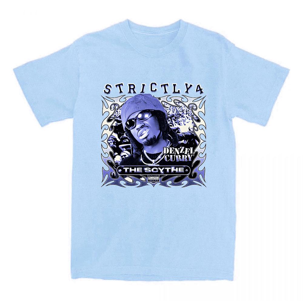 Футболка Denzel Curry Strictly 4 The Scythe Летняя с коротким рукавом Хлопковая Женская Футболка Унисекс Уличная Одежда Дизайн Рэпера Принт Футболки