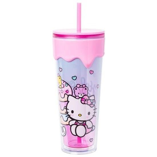 Пластиковый стакан с крышкой и трубочкой Silver Buffalo Sanrio Hello Kitty Friends, 26 унций