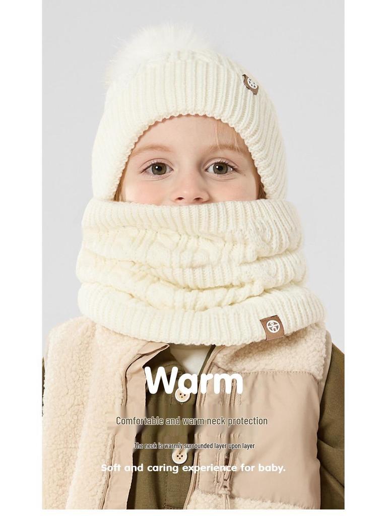 Детский зимний набор с помпоном: шапка, шарф и перчатки – на флисовой подкладке, теплый, вязаный комфорт