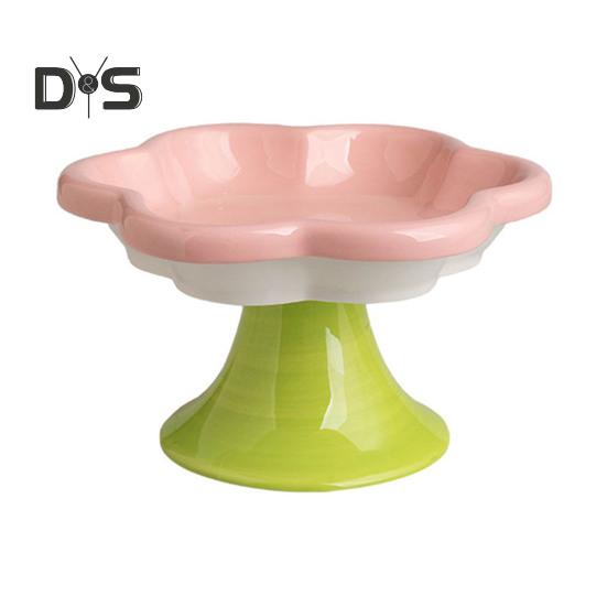 Керамические приподнятые миски для кошек с цветочным дизайном, приподнятая миска для корма и воды для кошек, маленькая миска для кормления кошек и маленьких собак