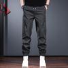 Мужские брюки-джоггеры с карманами Jie Leinuo 2025 Осень Американский стиль Свободный крой с леопардовым принтом Пэчворк