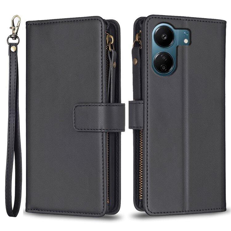 Flip Case for Xiaomi Redmi 13C / Poco C65, Wallet Zipper Pocket, Black