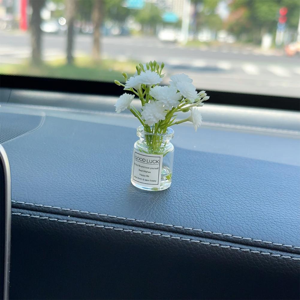 Мини-украшения для автомобиля, ваза Babysbreath Jasmine, стеклянная ваза, микропейзаж, кролик, консоль для украшения салона автомобиля