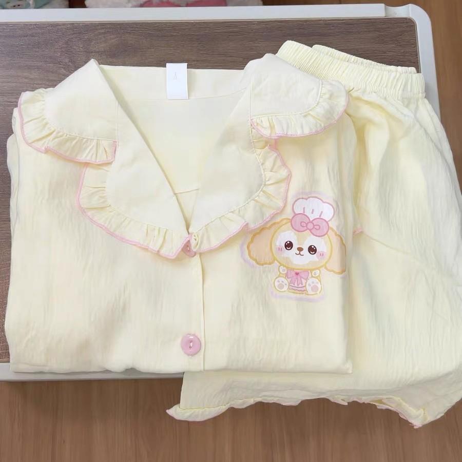 Soft cute princess style lace butter cake pajamas women's summer short-sleeved shorts set student dormitory loungewear
