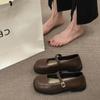 Туфли Мэри Джейн с квадратной головкой, женские туфли, маленькие кожаные туфли с коротким носком, британский стиль, пряжка, с юбкой, лоферы