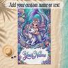 Unicorn Theme Soft Beach Towel Personalized Custom Name Text Towel Portable for Beach Pool Travel
