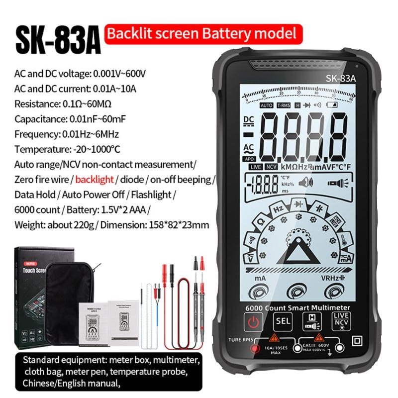 High Precisions Digital Multimeter with Large LCD Display & Auto Ranging Functionality Portable Handheld Multimeter