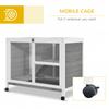Wooden Rabbit Hutch Indoor With Wheels Openable Roof 91.5 X 53.3 X 73 Cm Grey