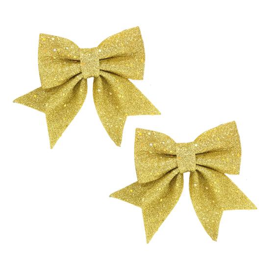 2 шт. Рождественский блестящий бант, многоразовый, сделай сам, украшение для рождественской елки, подарочной коробки, венка, праздничный, золотой порошок, пайетки, большой бант, товары для вечеринки