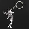 Fashion 30mm Key Ring Metal Key Chain Keychain Jewelry Antique Silver Color Plated Ballet Dancer Girl Angel 72x40mm Pendant