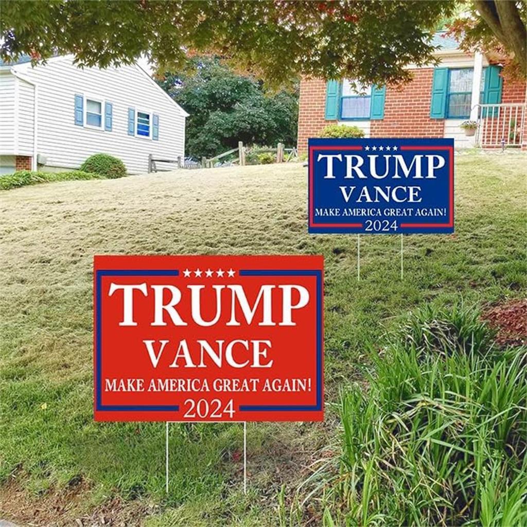 2024 Yard Sign With H-Stakes - Double Sided 18x12 Inch , Placard Voted For Signs Triggering Signs Decoration Outdoor Yard
