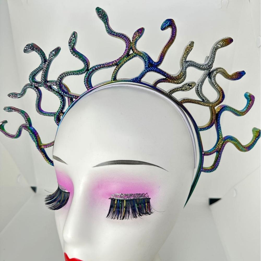 New Colored Halloween Headband Greek Mythology Stage Performances Snake Hair Hoop Scary Headwear Cosplay Prop Party Supplies