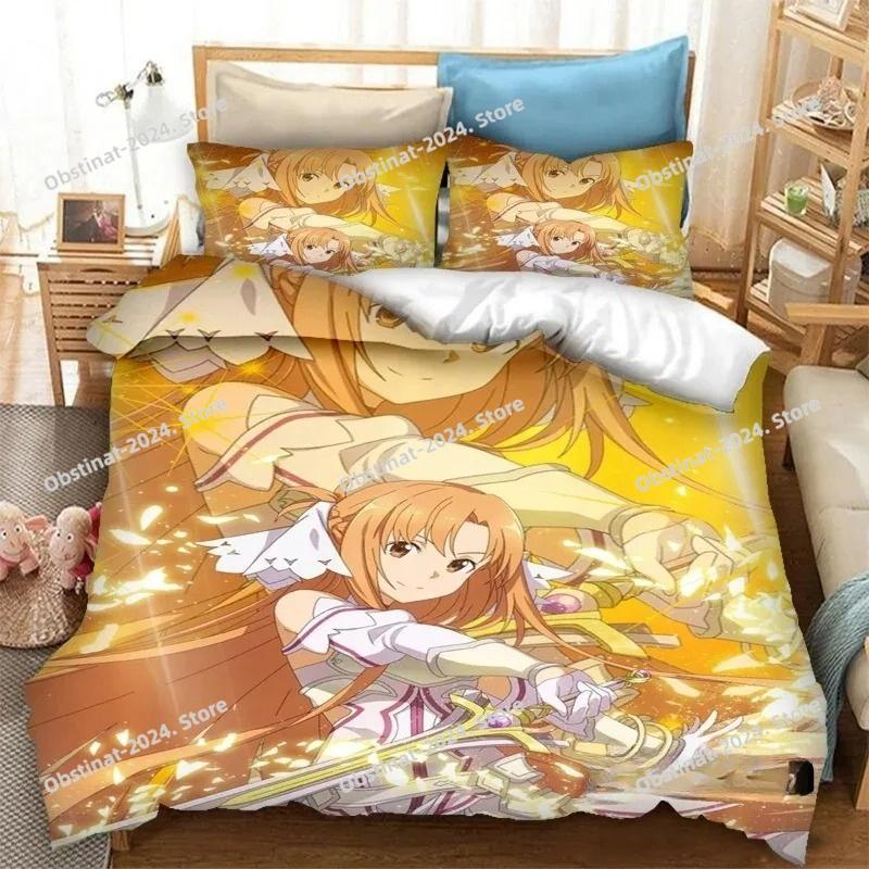 Комплект постельного белья Anime SAO Yuuki Asuna, пододеяльник, одеяло, комплект постельного белья, наволочка, размер King Queen Twin для мальчиков и девочек для взрослых