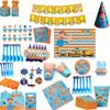 Blippi Birthday Party Supplies Paper Cups Plates Banner Straw Kids Balloon Decor