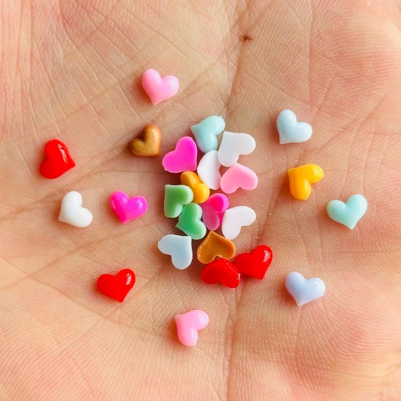200 Pcs New Mini Resin Cartoon Macaron Color Peach Heart Diy Flatback Ornament Jewelry Making Manicure Hairwear Accessories A42