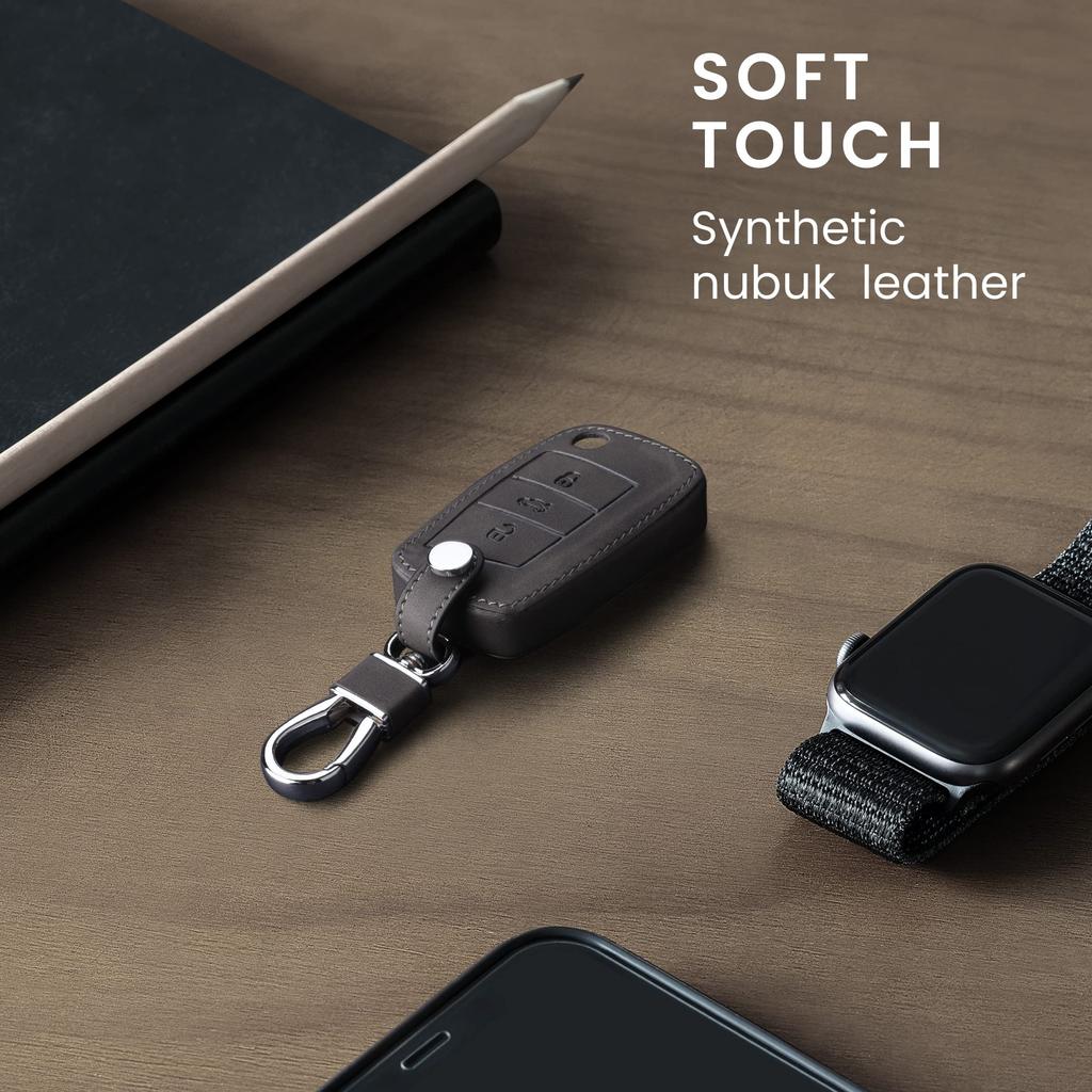 Чехол для ключей совместимый с kwmobileVWGolf7MK7 - Защитный чехол-накладка для ключей, чехол для ключей, ключ от машины - ПУ кожа в стиле нубук, темно-серый