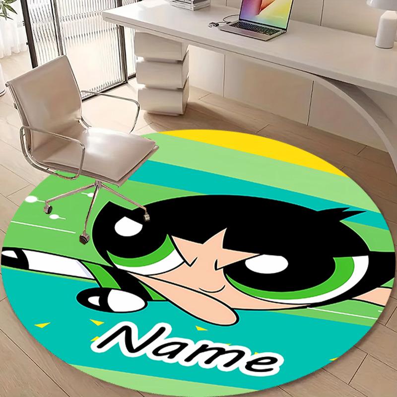 Personalized The Powerpuff Girls Round Chair Office Rug - Perfect for Mat, Office Chair & More - Ideal Gift for Birthdays and Holidays