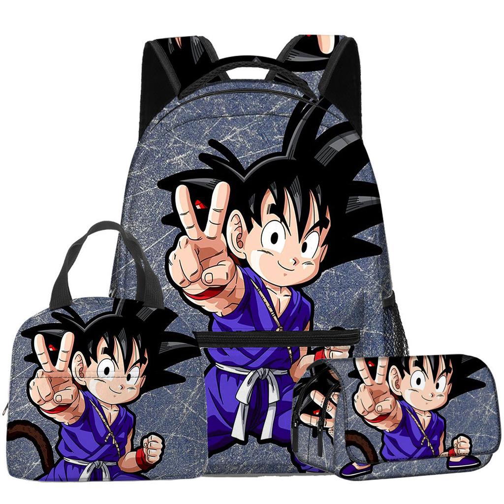 3D Анимация Вуконг Dragon Ball Super Школьная сумка для студента Рюкзак Сумка для обеда Пенал Набор из трех предметов