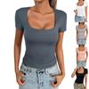 Women's Summer Solid Color Casual Slim Fit Solid Color Pullover Short Sleeve Top