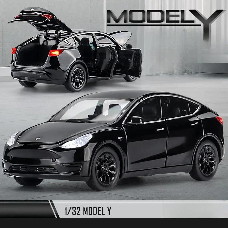 1/32 Tesla Cybertruck Pickup Model S Model X Model Y Toy Car Diecast Metal Off Road Collection Pull Back Sound Light Gift Boy