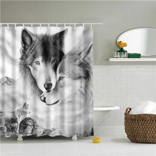 Cartoon Animals Deer Zebra Butterfly Pattern Bathroom Shower Curtains Fabric Waterproof Polyester Bath Curtains with 12 Hooks