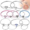 Authentic Original Bracelet High Quality Fine Jewelry Bangle Copper Metal Charm Bead Component Bracelet High Quality Fine Jewelry 17-20CM Love Cross