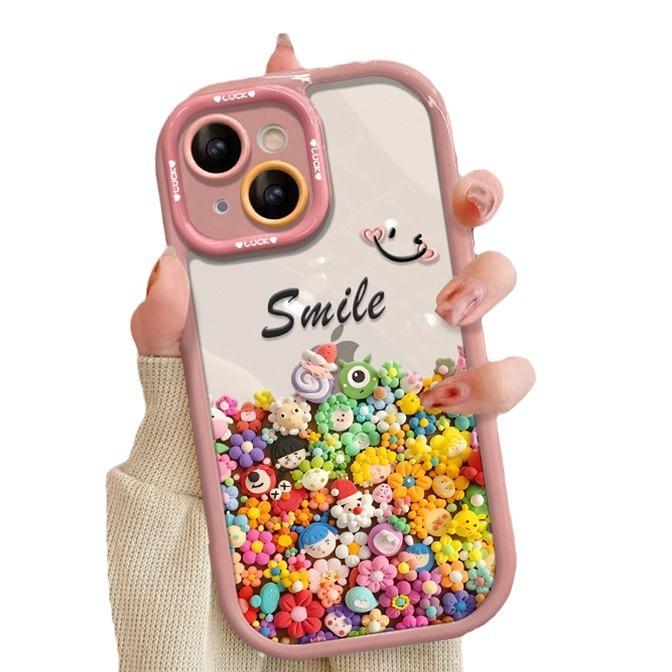 Подходит для чехла на мобильный телефон iphone14 Apple 15 17promax с цветком из глины 12 полноразмерный противоударный 16 прозрачный
