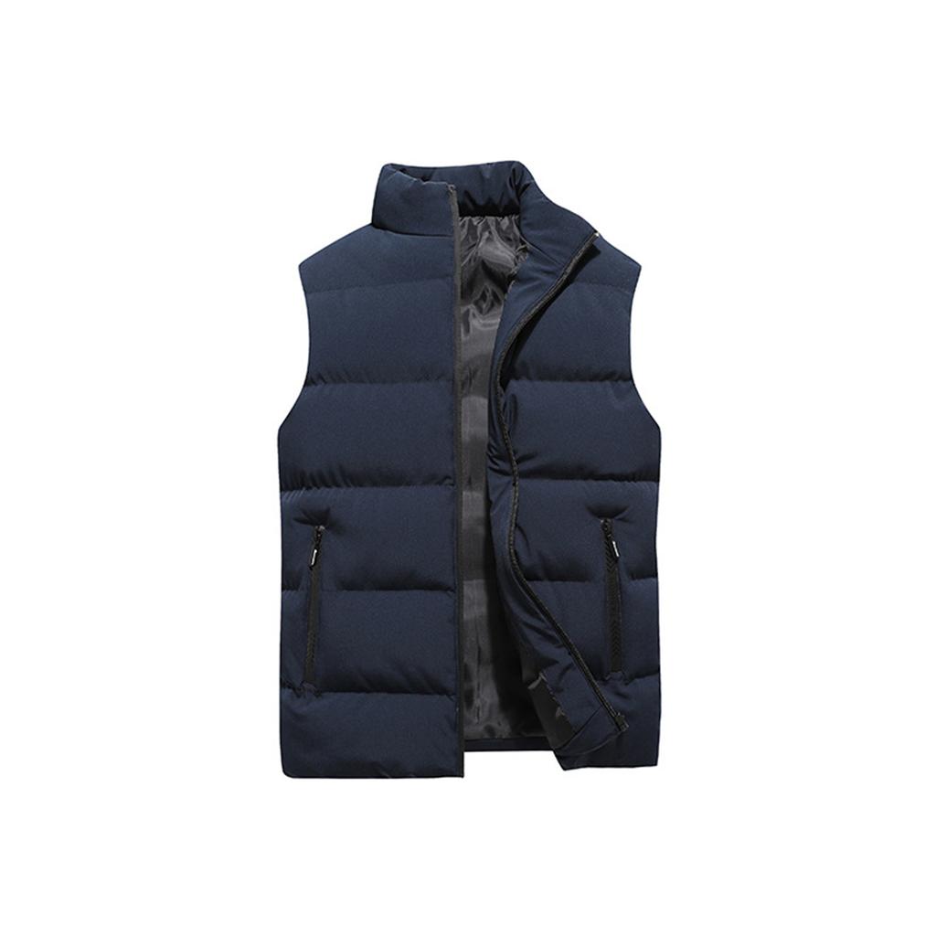 Men's Solid-color Casual Vest, Men's And Women's Zipper Stand-up Collar Thickened Warm Vest Jacket