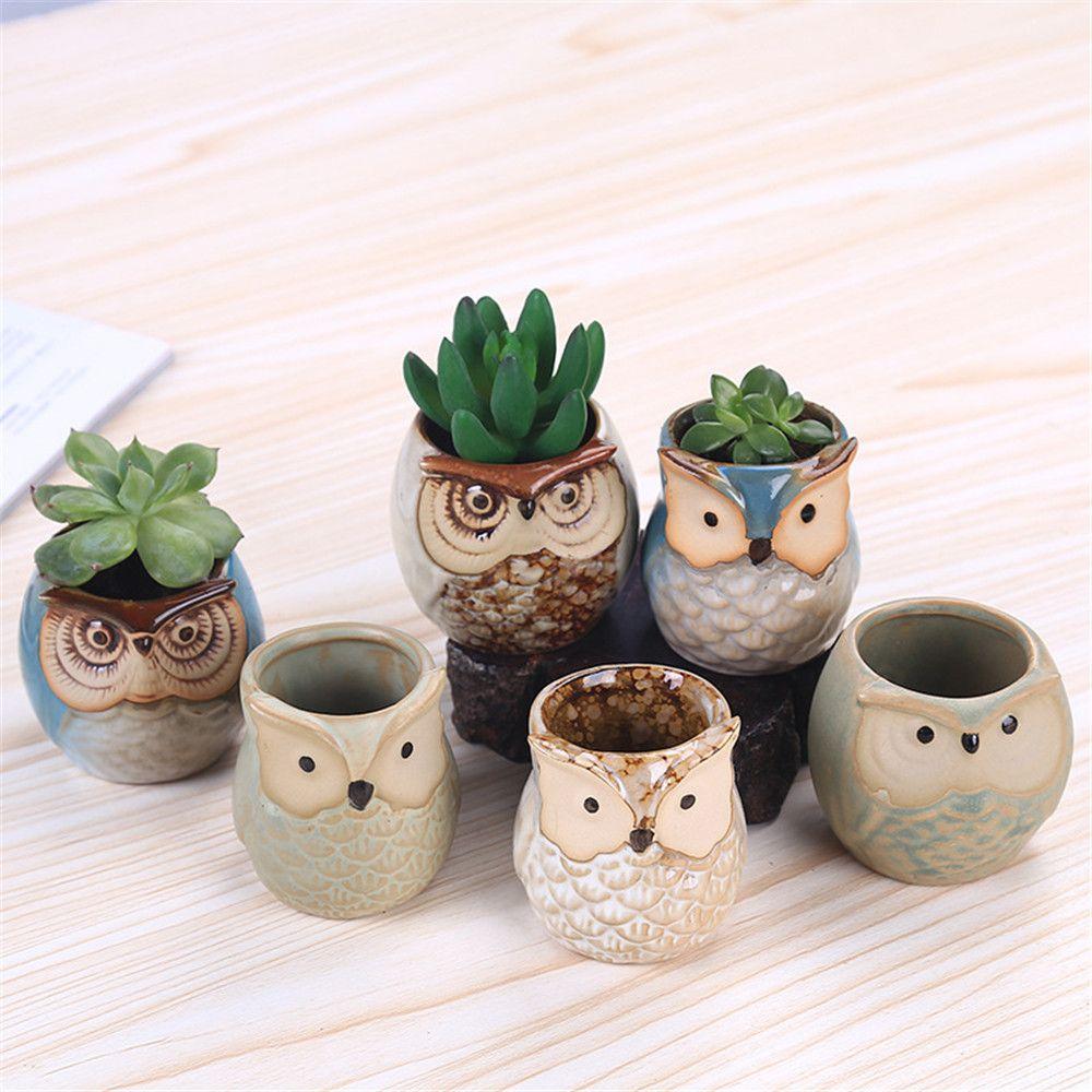 New Indoor Owl Shape Succulent Pot Mini Ceramic Flower Pot