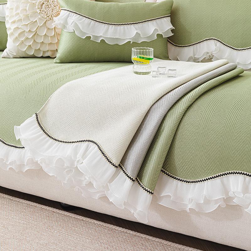 French Skirt Cool Mat Cushion New Special-Shaped Non-Slip Sofa Cover Towel Summer Ice Silk Sofa Cushion