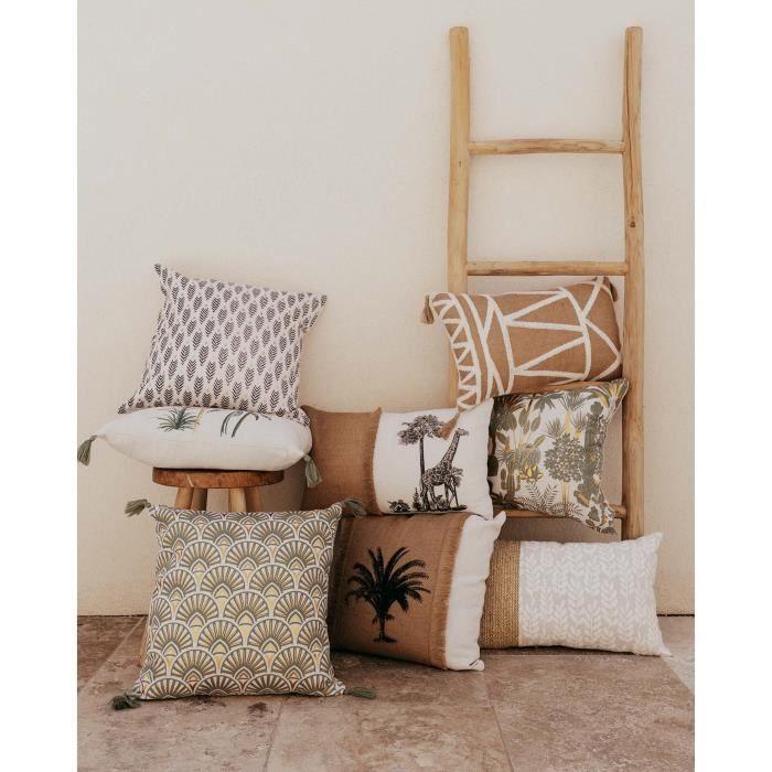 Coussin - Icarre - 45 x 45 cm - Déhoussable - Vert - Imprimé métallisé