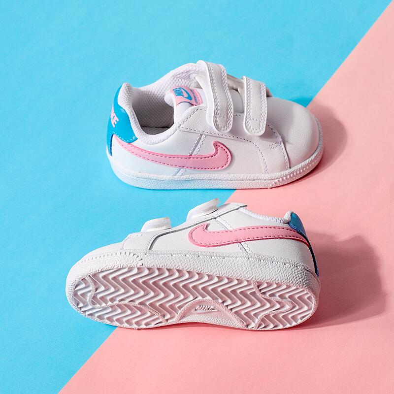 Nike Застежка-липучка Низкие кеды для скейтборда Белый Синий Розовый Для младенцев и малышей 833537-110