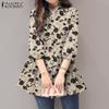 Женская летняя повседневная блузка с цветочным принтом и круглым вырезом с рукавами 3/4