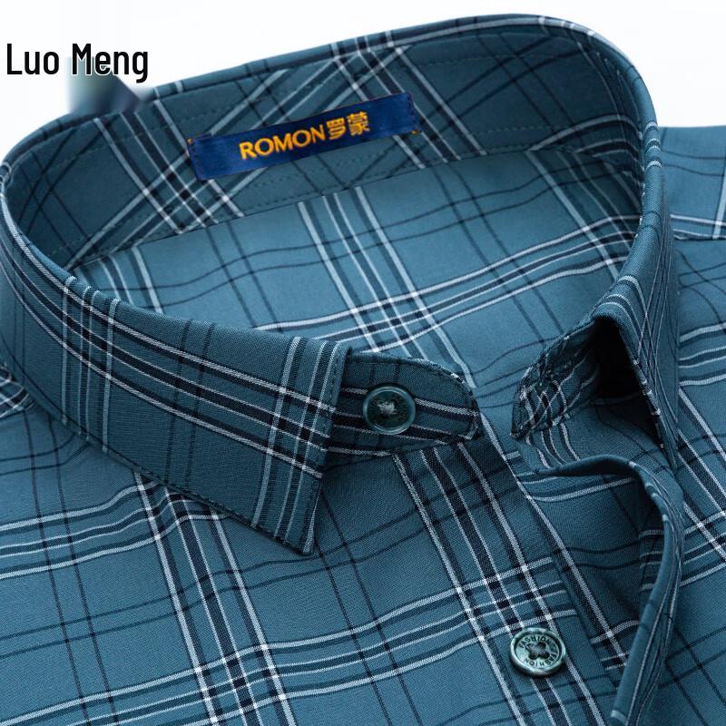 ROMON Мужская удобная дышащая клетчатая рубашка в стиле business casual