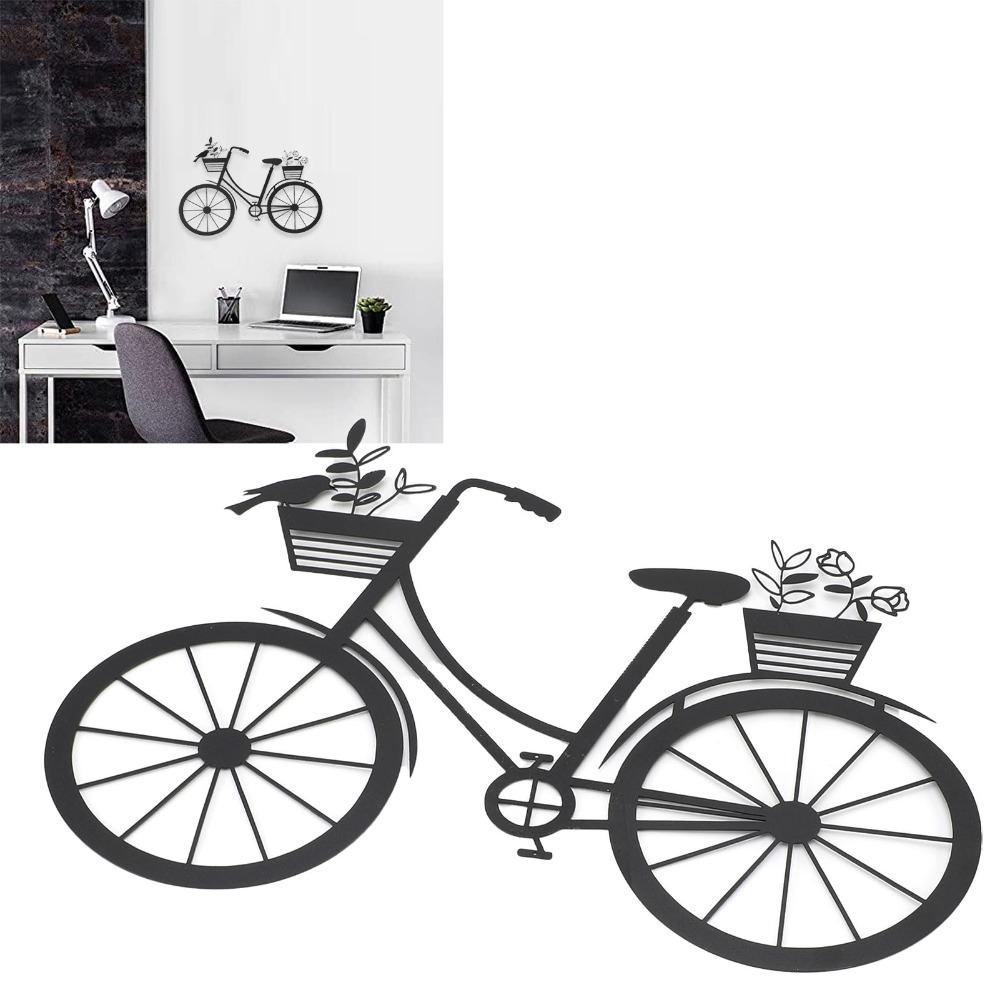 Outdoor Wall Art Iron Bike Wall Decor 11.81 X 8.15in Bike Metal Wall Art Black Powder Coated Bicycle Shape Decor Office