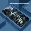 Большое Окно Пудра Для Samsung Galaxy S 8 9 10 20 Plus 21 FE 22 23 24 Ultra S7 Edge Черный Закаленное Стекло Чехол для Телефона Твердый Чехол
