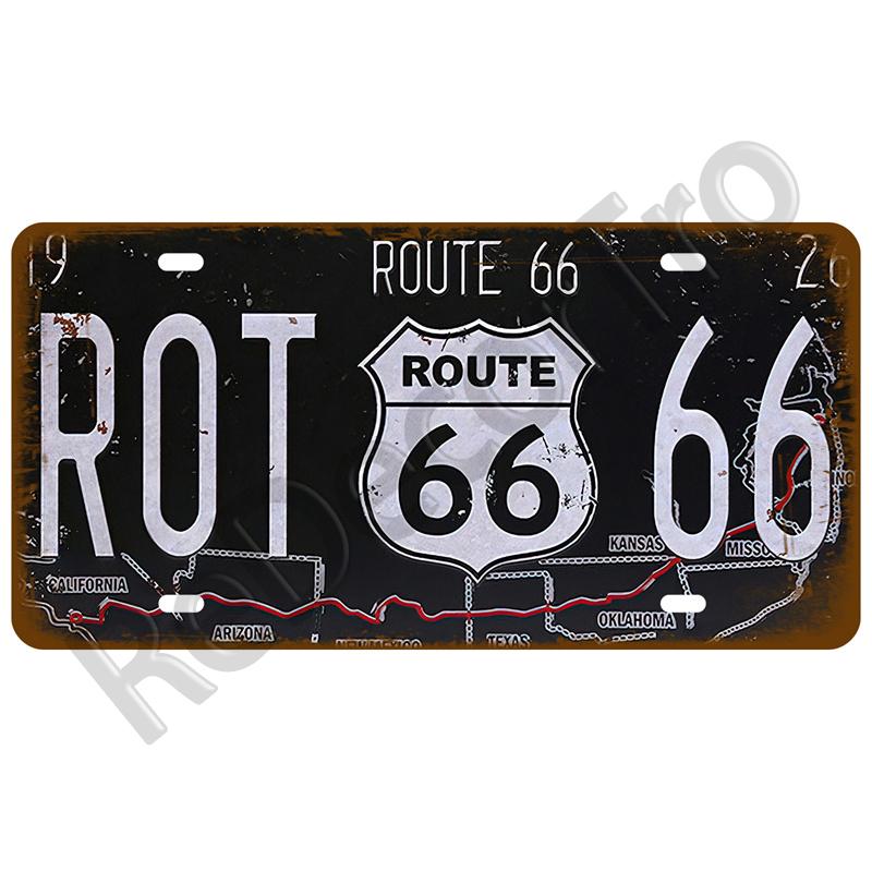Garage Car Retro Route 66 Tinplates Plate Metal Sign Posters On The Wall Tin Sign Vintage Poster Home Decor Art Room Decoration