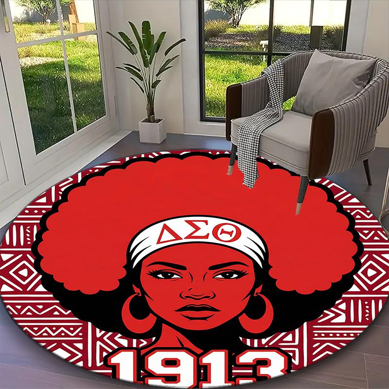 1pc independent woman Printed Chair Rug for Home Office Use, Living Room Kitchen Game Room Round Carpet