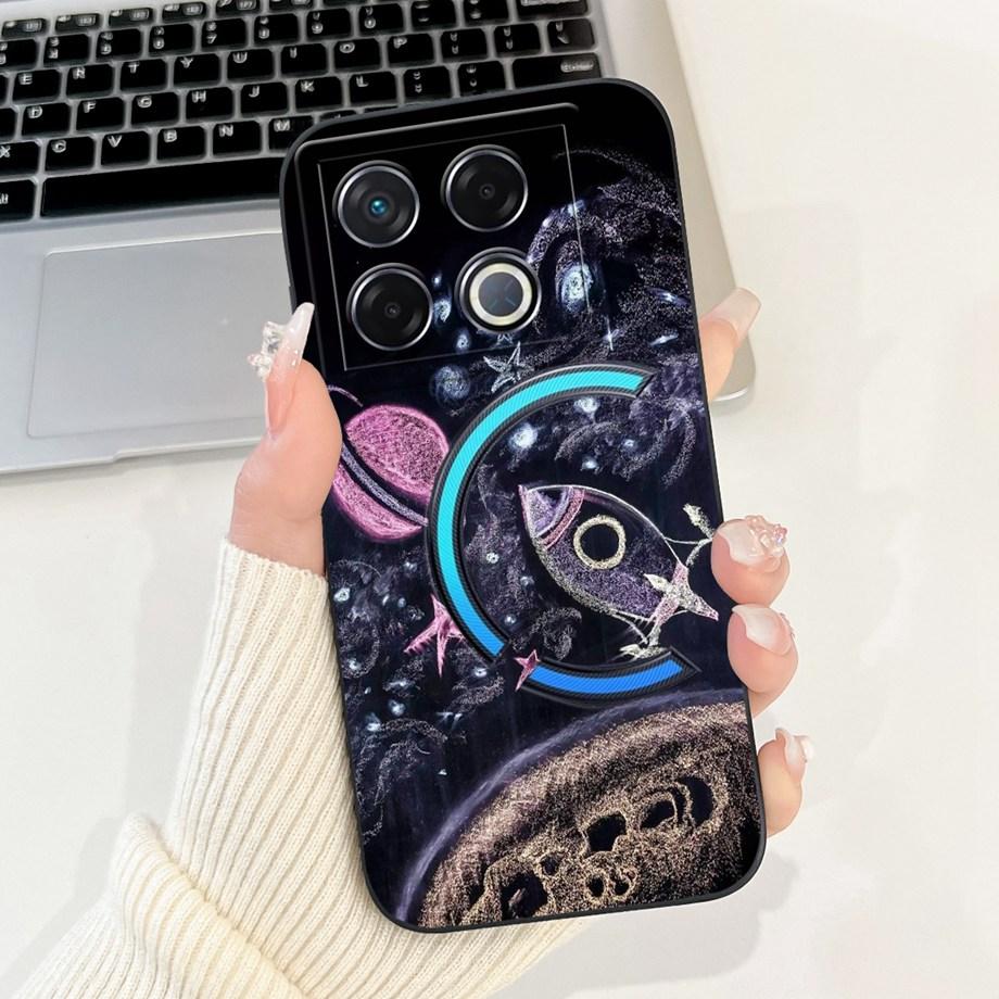 Мягкий силиконовый ТПУ матовый чехол Funda для Infinix GT 20 Pro / Infinix X6871 GT20Pro, задняя крышка, Астронавт, Лунная ночь, Расписной