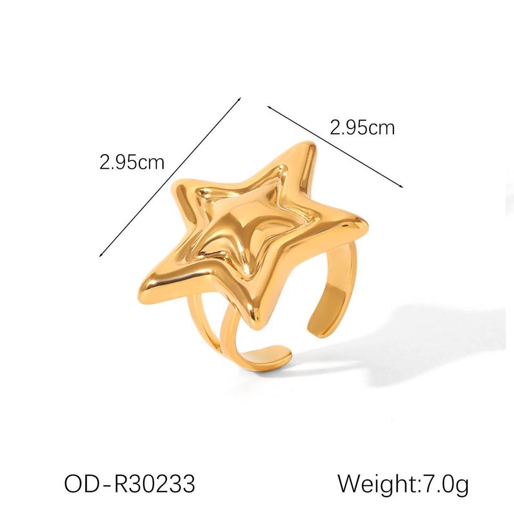 Five-Pointed Star Titanium Steel Jewelry Set: 18K Gold & Silver Necklace, Earrings, and Ring