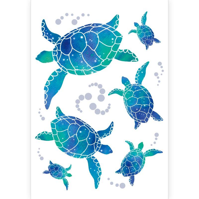 10PCS.Cute sea turtle PVC waterproof wall decals, suitable for bathroom, home, office & kindergarten, easy to apply & remove