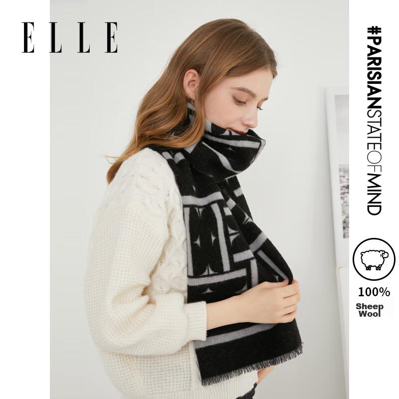 ELLE [Gift Box] 100% Wool Scarf for Men And Women, Autumn And Winter Warm Neck Warmer Shawl, Gift for Birthday Parties
