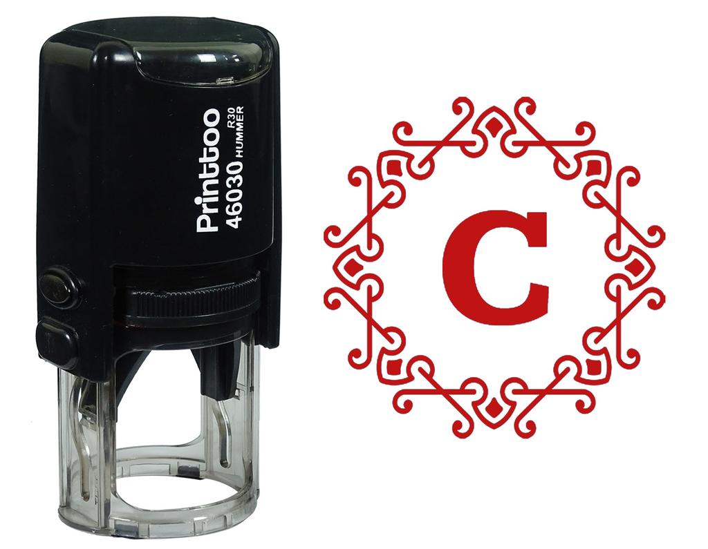 Printtoo Alphabet C Monogram Octagon Celtic Swirl Frame Self Inking Rubber Stamp Office