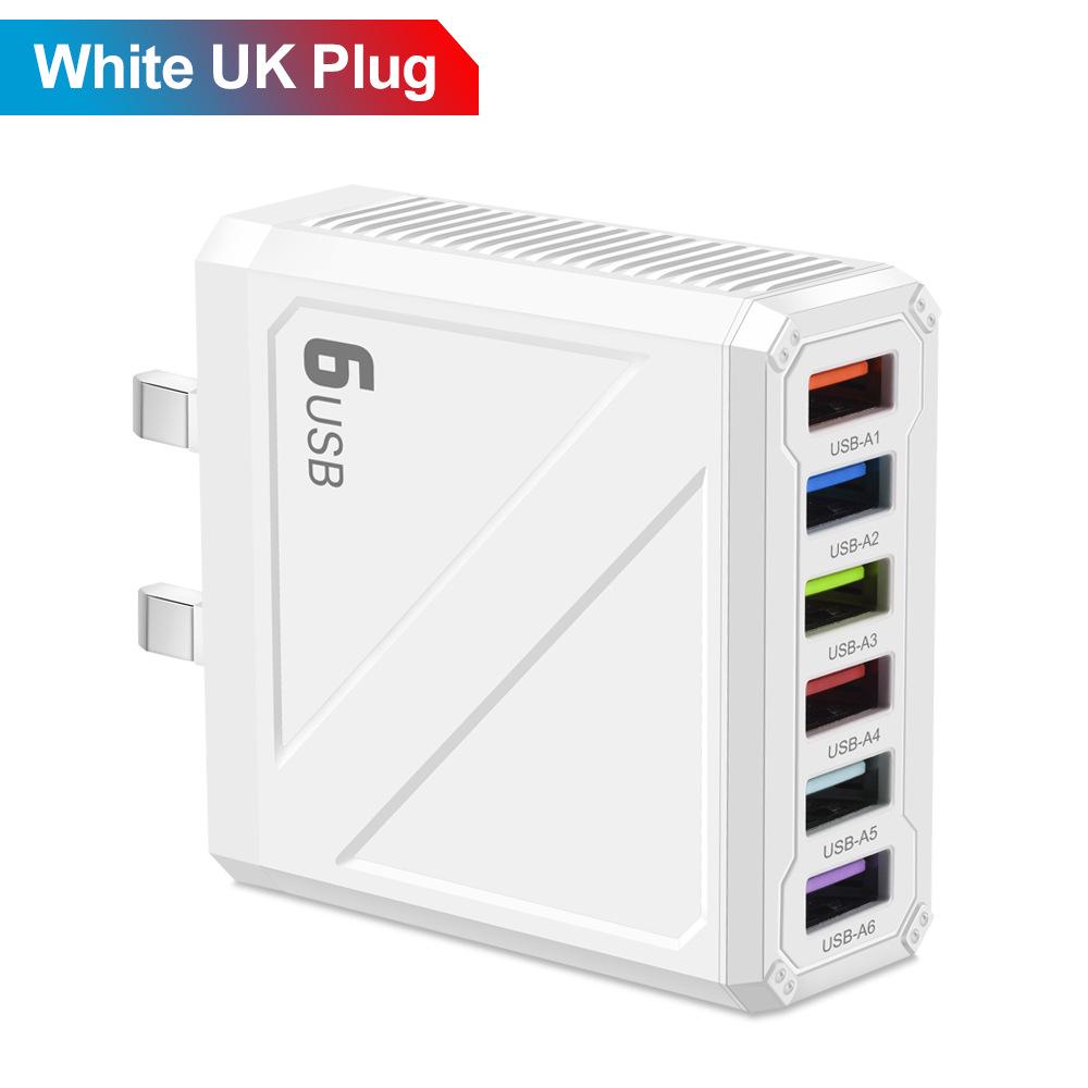 Универсальное 6-портовое USB-зарядное устройство с европейской, американской, британской и корейской вилками