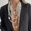 Bohemian Style Multilayer Pearl Necklace Baroque Bridal Jewelry Women's Clavicle Chain  Wedding