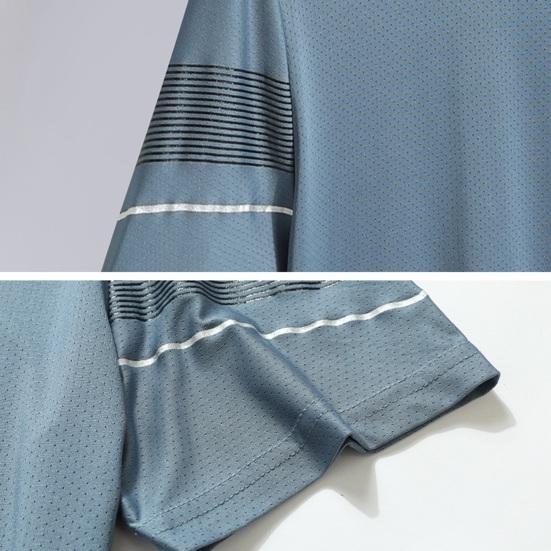 Летний мужской топ из ледяного шелка, быстросохнущий, с короткими рукавами и круглым вырезом, свободный однотонный тонкий дышащий эластичный повседневный пуловер, повседневная спортивная футболка