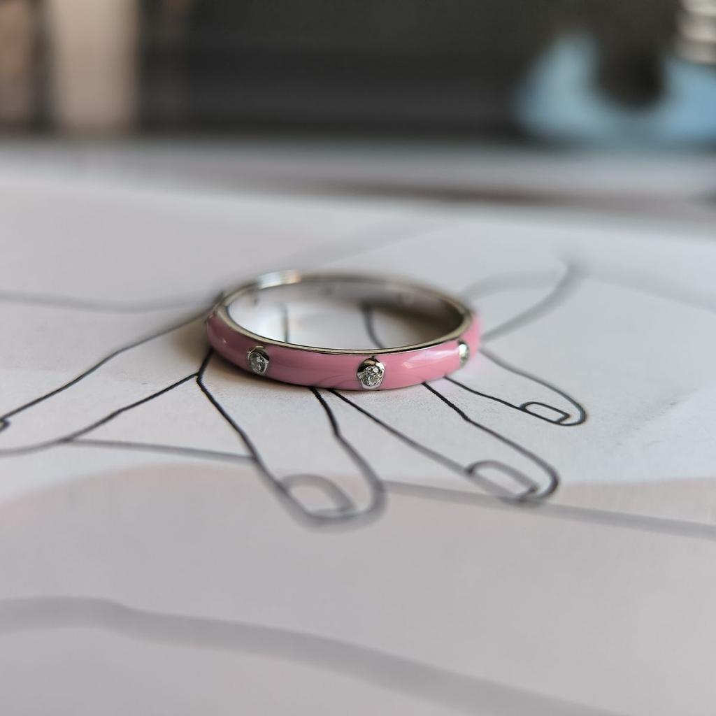 Silver Ring with Enamel, Cubic Zirconias, Product Weight 1.9 G (60002257)